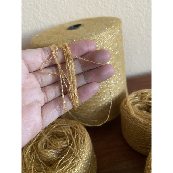 Fancy Soft 4 Skeins Yellow Gold Sequins Silver Glitter 200g Total #451 - Picture 2 of 4